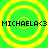Green background with four yellow concentric circles arranged in a , each containing black text reading "MICHAELA<3"