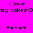 Pixelated text and heart symbols on a bright pink background with two identical static frames.