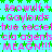 A static image with a bright cyan background covered in repeating green star shapes, featuring repeated pink text phrases in a pixelated font.