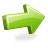 Green arrow icon with gradient shading and white highlight on left edge, set against solid gray background.