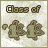 nine identical pixelated icons showing 'Class of' text above two stylized '1's with a small dot, set against a textured beige background