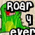 Green cartoon creature with red mouth and black eyes appears in three with text "ROAR 4 ever" partially visible