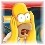 Pixelated yellow cartoon character with wide eyes and open mouth, standing in front of a red and blue background.