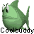 Animated contact sheet of a green cartoon fish with changing facial expressions and body angles across 8 frames, each labeled "Coolbuddy" in pixelated text below the icon.