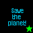 Four display 'Save the planet' text with a star symbol; top-left and bottom-right have black stars, while top-right and bottom-left show green stars on contrasting backgrounds