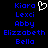 Static pixel art display of five blue names on black background with one white heart symbol above the first name.