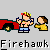 Pixel art icon shows two figures and a red car on gray background with "Firehawk" text below.