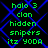 Green pixelated text on black background with blue diamond pattern, repeated in two identical vertical sections
