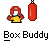 Pixel art animation of a yellow stick figure with red helmet boxing a red punching bag on gray background, displayed as 3x3 contact sheet of sampled frames.