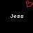 Red pixelated heart symbol above two white 'Jess' text labels on black background.