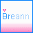 nine pixelated icons showing the name 'Breann' with a pink heart above it, each icon displaying different letter animation states
