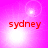 Four identical display red lowercase text 'sydney' on a pink gradient background with white light effects