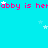 Pixelated text repeats 'abby is herab' on cyan background with scattered white stars, gray rectangle in bottom-right corner.