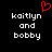 Red pixelated heart symbol above white text reading 'kaitlyn and bobby' on black background, displayed in two identical side-by-side