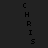 Pixelated text 'CHRIS' arranged in a with dark gray background and black lettering, showing animation where horizontal bars shift across the letters