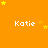 Orange background with yellow stars and repeated white text 'Katie' in a pattern