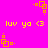 Bright pink background with yellow pixelated text and orange square-based icons arranged in a pattern