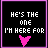 Black background with pink border displays text 'HE'S THE ONE I'M HERE FOR' and a pink heart icon, showing animation variations in letter colors across frames.
