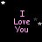 Black background with pink text "I Love You" and scattered white and gray stars in a
