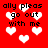 Red background with white pixelated hearts and repeated black text reading 'ally pleas go out with me' in four