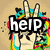Pixelated hand with three fingers raised, rainbow-colored outline, black text overlays on a beige background.
