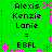 Green background with pink decorative borders and repeated text elements arranged in a pattern