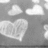 A grayscale static image of four heart-shaped icons arranged in a loose cluster on a gradient background.