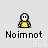 Pixelated character icon with yellow shirt and white head, repeated across with text 'Noimnot' beneath each; show speech bubble reading 'HEH HEH...' above the central figure