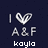 Pixelated icon with dark blue background showing 'I ❤️ A&F' text and a name below, where the heart symbol is formed by two interlocked paperclips.