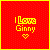 Red background with yellow text "I Love Ginny" and a heart symbol below, showing animation changes in the heart's color and shape across frames.