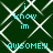 Dark green background with white diamond-shaped pattern; cyan text reads "i know im AWSOME!!" in pixelated font across four repeated sections