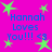 Bright pink background with green stars and blue text reading "Hannah Loves You!!! <3" repeated four times in a