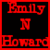 Red pixelated text 'Polly N Howard' on black background with red border, static image.