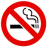 Red circular no-smoking symbol with crossed cigarette icon, repeated text 'smokingsmokingsmokingsmokingsmoking' in black and red lettering across multiple lines.