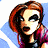 A pixelated cartoon-style buddy icon featuring a woman with red hair and a purple top on the left, next to green text reading "Original Icons .com" on a dark green background.