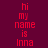 Red pixelated text reading 'hi my name is Inna' on split background of dark purple and cyan, with visible animation changes across frames.
