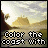 Animated contact sheet of 16 frames showing a coastal landscape with text changing across frames, forming the phrase "Color the coast with your smile it's the most genuine thing I've ever seen" in pixelated font over water and sky.