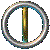 A circular icon with two interlocking rings in silver and gold tones, rotating through multiple orientations against a gray background.