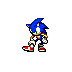 Blue anthropomorphic hedgehog with red shoes and white gloves in a walking animation sequence.