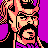 Pixelated portrait of a character with long hair, mustache, and beard against purple background in 48x48 static icon format.