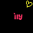 Yellow pixelated heart above two pink 'ily' text icons on black background.