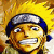 Pixelated static icon of a cartoon character with blue hair, silver headband, and yellow background.