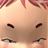 Pixelated close-up of a character's face with pink hair, closed eyes, and tears streaming down the cheeks against a light beige background.
