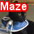 Animated sequence of a black cat in various poses with overlaid text reading Maze, The, and Cat.