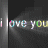 Animated text repeats 'i love you' in multicolored letters against a dark background with light effects.