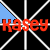 Red text reading 'Kasey' repeats across a black background with white diamond lines and scattered blue triangles