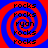 A static image with four identical spiral patterns in red and blue, each containing repeated text "rocks" and one instance of "ryan" in the center.