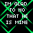 Green neon pattern overlays repeated white pixelated text reading "IM GLAD TO NO THAT HE IS MINE" on a black background