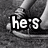 Black-and-white image of a person's legs in sneakers and shorts, with text overlays reading "he's always there..." across the frame.