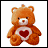 Brown teddy bear with white snout and red heart on chest, seated against white background; green text 'Original Icons .com' appears to the right.